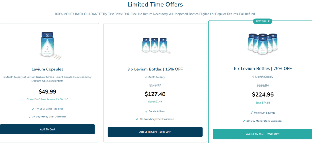 Levium Stress Relief Formula  price and offers