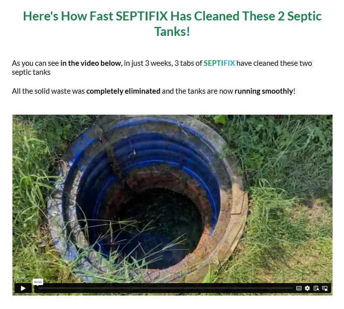 Before and after comparison of a septic tank treated with Septifix showing a dramatic reduction in sludge and solid waste buildup.